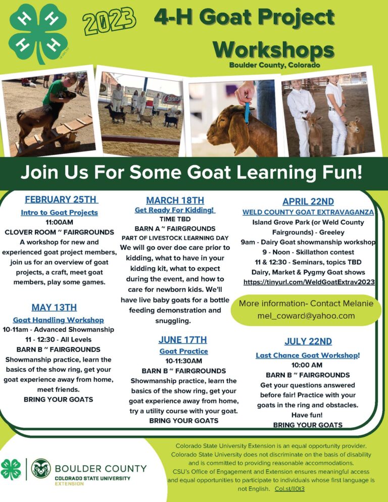 4-H MARKET/BREEDING GOATS – Boulder County Extension